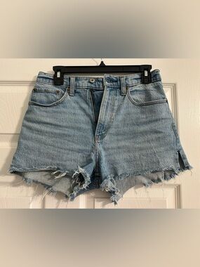 Abercrombie & Fitch Light Blue Distressed Denim Shorts